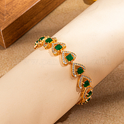 Bracelets vintage en laiton micro pavé avec zircone cubique transparente et chaîne à maillons en forme de cœur pour femmes&nbsp;DG2724