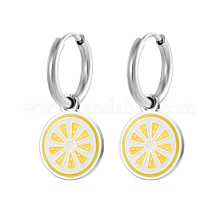 Orecchini a cerchio in acciaio inossidabile a forma di limone&nbsp;EU6572-1
