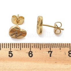 Orecchini a bottone con micro pavé di zirconi chiari in ottone placcato cremagliera&nbsp;EJEW-K299-01G-N