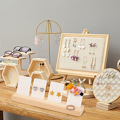 4 stücke schmuck display karte steht aus holz&nbsp;ODIS-WH0027-046