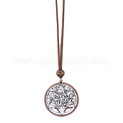Baum des Lebens Legierung Anhänger Kunstleder Schnur verstellbare Halsketten&nbsp;FS-WG37634-01