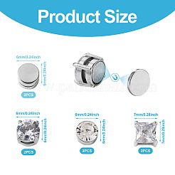 8 Stück 4 Stile klare Zirkonia flache runde Clip-on-Ohrringe&nbsp;EJEW-TA0001-15