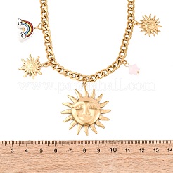 Collar con colgante de sol de acero inoxidable 304&nbsp;NJEW-F352-02G