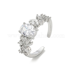 Anneaux ouverts de manchette en laiton à micro-pavé de zircone cubique&nbsp;RJEW-C163-25B-P