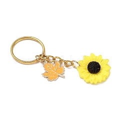 Schlüsselanhänger mit Emaille-Blatt und Blumenanhänger&nbsp;KEYC-JKC01432