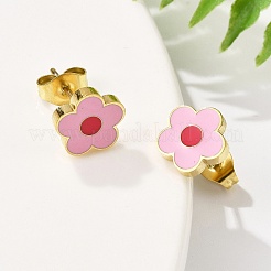Pendientes de botón esmaltados de acero inoxidable 304&nbsp;STAS-E502-01G-02