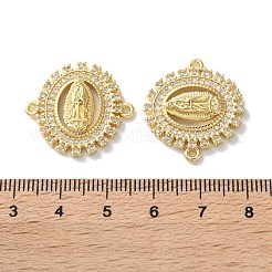 Breloques de connecteur ovale vierge marie en laiton plaqué oxyde de zirconium&nbsp;KK-C084-35C-G