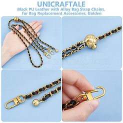 Cuero de pu negro con cadenas de correa de bolso de aleación.&nbsp;AJEW-WH0515-79G