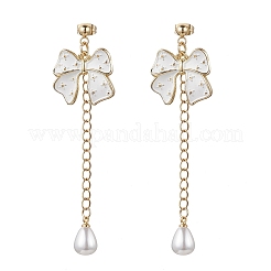 Boucles d'oreilles pendantes en alliage émaillé avec nœud papillon&nbsp;EJEW-JE06645-04