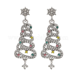 Weihnachtsbäume Legierung Strass baumeln Ohrstecker&nbsp;EJEW-A112-01P