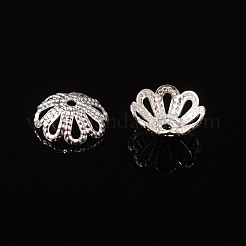 Silber Farbe Blume Messing WulstspAnhänger / charmsr Kappen&nbsp;X-EC131-S