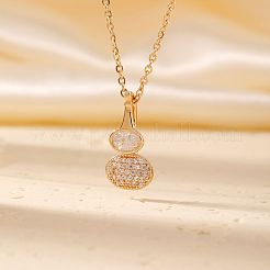 Messing-Pavé-Halsketten mit Anhänger in Kürbisform mit klarem Zirkonia für Damen&nbsp;YJ8780
