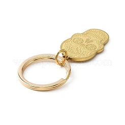 Portachiavi con ciondolo in acciaio inossidabile a forma di teschio di zucchero 201&nbsp;KEYC-WH0027-108G