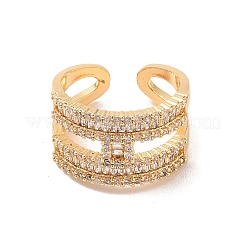 Anneaux de manchette ouverts en laiton micro pavé de zircone cubique&nbsp;RJEW-R146-17A-G