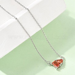 Collane con catena a maglie e ciondolo rettangolare e a cuore in ottone con pavé di zirconi cubici&nbsp;KK-CBAB173-04P-11