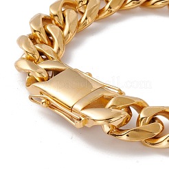 Pulsera de cadena de eslabones de acero inoxidable 304 con baño de iones (IP) y cristales de imitación para mujer.&nbsp;BJEW-E107-02G