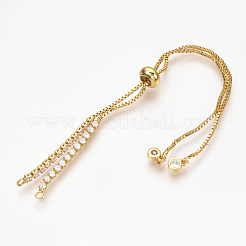 Fabbricazione di bracciali a catena in zirconi cubici micro in ottone regolabili&nbsp;X-ZIRC-T004-39G