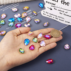 70 Stück 7 Farben spitz zulaufende Glas-Strass-Cabochons&nbsp;RGLA-TA0001-06