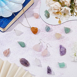 16 pz grezza fluorite naturale e avventurina verde e fluorite verde e quarzo rosa e ametista e quarzo ferruginoso e citrino e pendenti di cristallo di quarzo&nbsp;G-HS0001-08