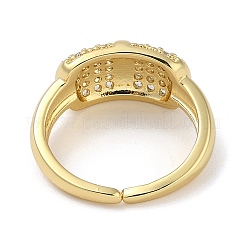 Gestellplattierung Messing Mikropflaster Zirkonia Manschettenfingerringe für Frauen&nbsp;RJEW-C114-15D-G