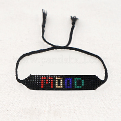 Geflochtenes Gliederarmband aus Glassamen&nbsp;BJEW-A121-64A