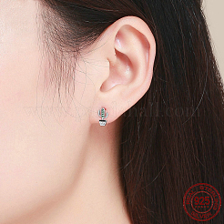 Anlaufgeschützte rhodinierte Ohrstecker aus Sterlingsilber mit 925 Zirkonia&nbsp;EJEW-FF0010-08P