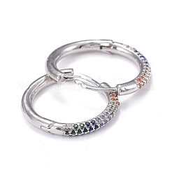 Messing Micro Pave Zirkonia Huggie Creolen&nbsp;EJEW-K083-36P-A