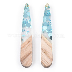 Colgantes de resina transparente y madera blanca&nbsp;RESI-N039-51