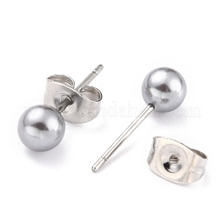 Orecchini a bottone a sfera con imitazione di perle acriliche&nbsp;STAS-Z035-05C-03
