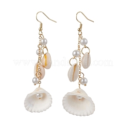 Boucles d'oreilles pendantes en forme de coquillage en acier inoxydable 304&nbsp;EJEW-JE06382-01