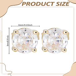 1 paio di orecchini a bottone in ottone con micro pavé di zirconi cubici trasparenti&nbsp;EJEW-LP0008-013G