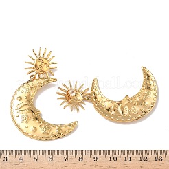Orecchini pendenti a forma di luna in acciaio inossidabile 304&nbsp;EJEW-L279-01G