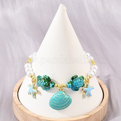 Pulseras con dijes de latón esmaltado con forma de estrella de mar para mujer&nbsp;KK-CBA68DA-16G-01