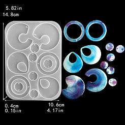 Diy runde/ring/tropfenförmige Anhänger Silikonformen&nbsp;DIY-YW0008-04