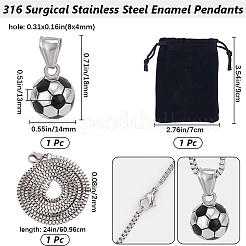 DIY 316 chirurgischer Edelstahl Emaille Fußball Anhänger Anhänger Halsketten Schmuck Kits&nbsp;DIY-BBC0002-16