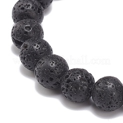 Stretch-Armband aus natürlichem Lavastein und Strass&nbsp;BJEW-JB08574