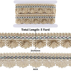 5 Yards fächerförmiges Spitzenband aus Polyester-Organza im Ethno-Stil&nbsp;OCOR-CY0001-18