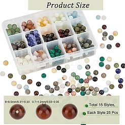 375 pièces 15 styles perles de pierres précieuses naturelles et synthétiques&nbsp;G-NB0003-87