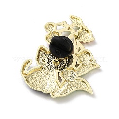 Emaille-Anstecknadeln mit schwarzer Katze und Blume&nbsp;JEWB-Z048-09G-04