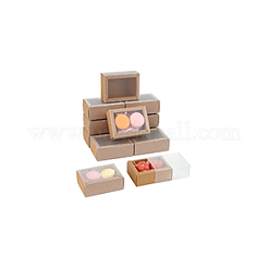 Boîtes à tiroirs en papier pliables avec couvercle en plastique transparent&nbsp;LS-CON-WH0095-68B-05