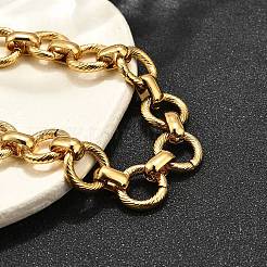 Pulseras de cadena de eslabones redondos planos de acero inoxidable 304 para mujer&nbsp;BJEW-R021-08G