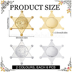 12 Stück 2 Farben Hexagramm Kunststoff Cabochons&nbsp;AJEW-MA0001-17