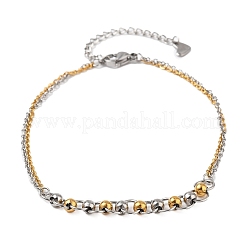 Bracciali a maglie con perline rotonde in acciaio inossidabile 304&nbsp;BJEW-Q038-07GP