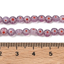 Handmade Millefiori Glasperle flach rund Stränge&nbsp;LK-P010-A-01