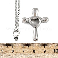 Colliers avec pendentif en forme de cœur et de croix en acier inoxydable 304 pour cendres d'animaux de compagnie&nbsp;LS-NJEW-S455-05P