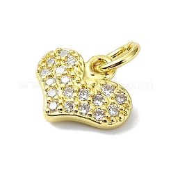 Charms de circonita cúbica con micropavé de latón con tema de corazón&nbsp;KK-H475-56G-06