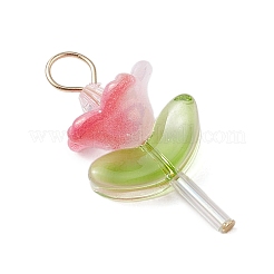 Cuentas de vidrio arcoíris de colores transparentes con forma de corneta&nbsp;PALLOY-JF03486