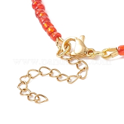 Set di collane di perline a forma di cuore in vetro stile 3 pz 3 e ottone&nbsp;NJEW-JN03965