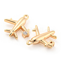 Breloques en laiton avec zircone cubique de micro pave&nbsp;KK-E090-10G