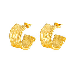 Pendientes de botón en forma de C de acero inoxidable 304 estilo retro francés&nbsp;VD7473